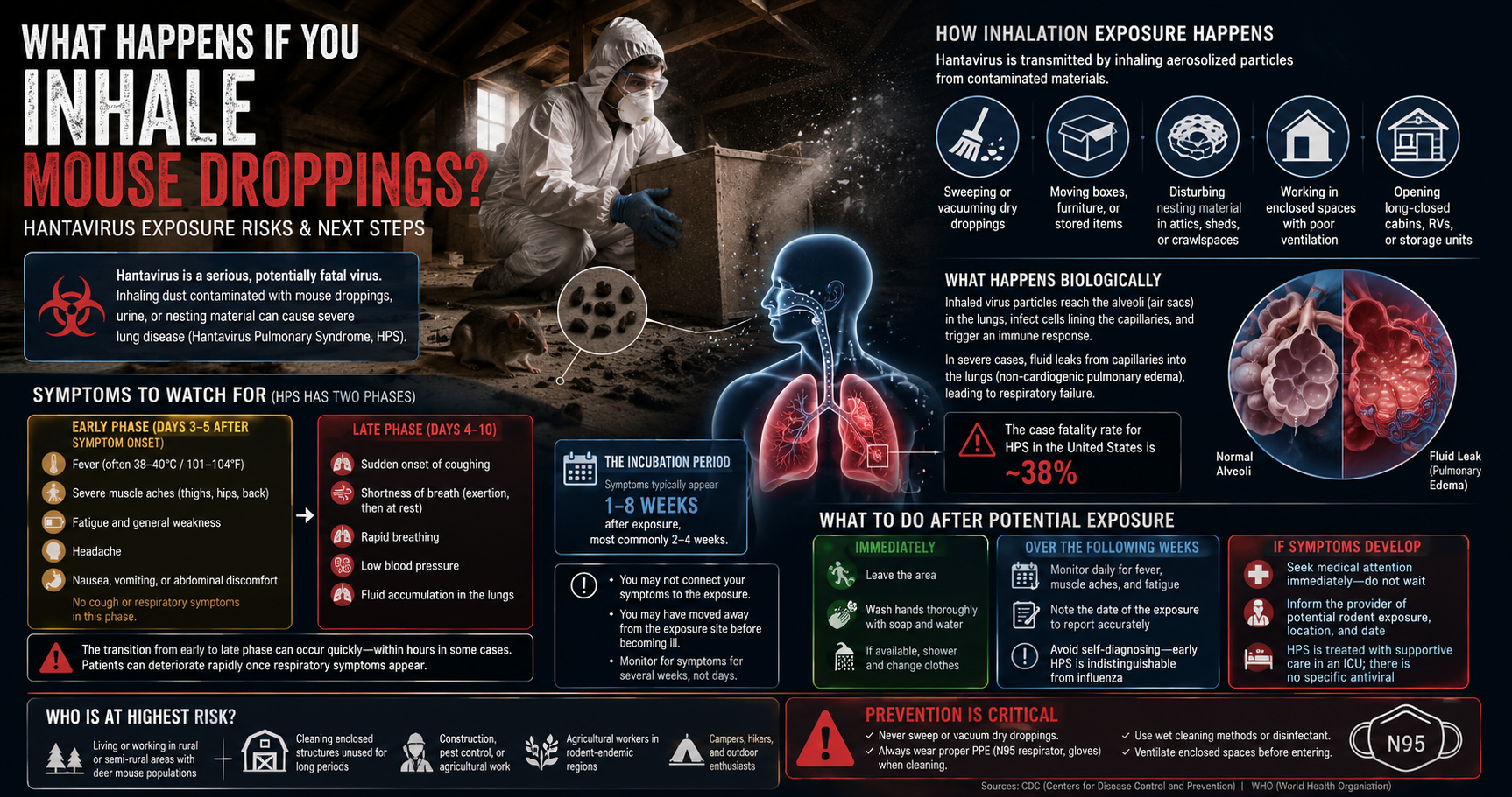 Infographic: What Happens If You Inhale Mouse Droppings — hantavirus exposure risks, symptoms timeline, and next steps