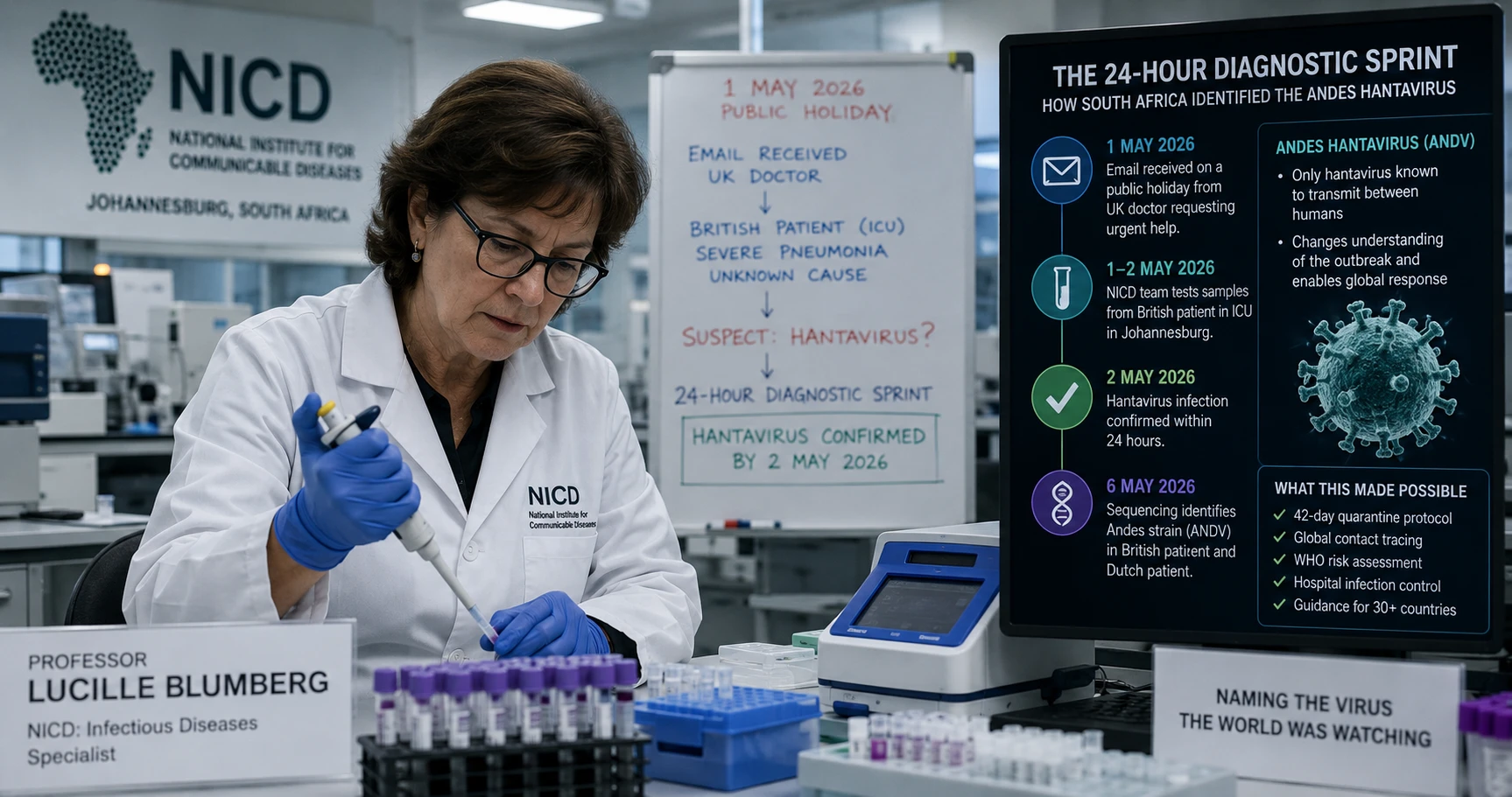 Professor Lucille Blumberg and the South African NICD team who identified the Andes hantavirus strain behind the Hondius outbreak within 24 hours